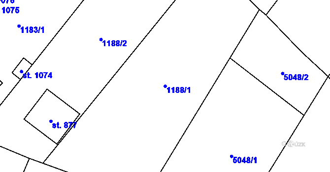 Parcela st. 1188/1 v KÚ Mohelno, Katastrální mapa