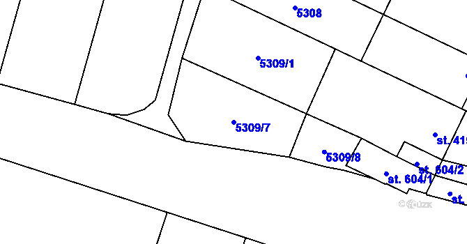 Parcela st. 5309/7 v KÚ Mohelno, Katastrální mapa