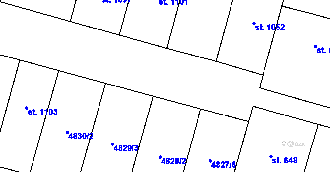 Parcela st. 4828/3 v KÚ Mohelno, Katastrální mapa