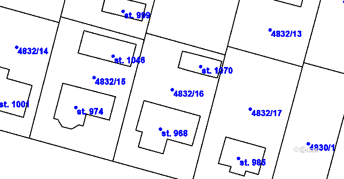 Parcela st. 4832/16 v KÚ Mohelno, Katastrální mapa