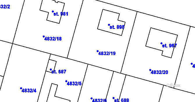 Parcela st. 4832/19 v KÚ Mohelno, Katastrální mapa
