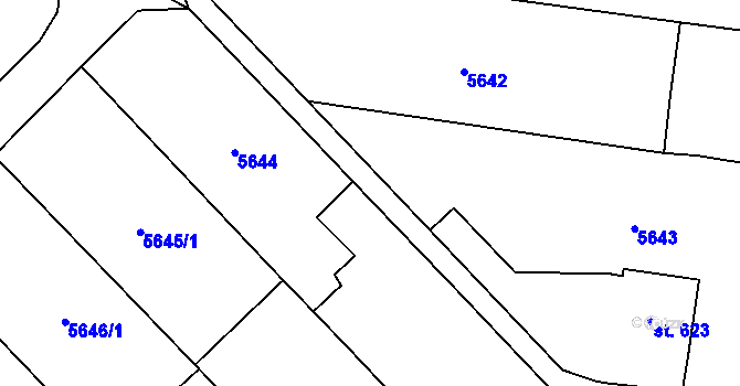 Parcela st. 5843/1 v KÚ Mohelno, Katastrální mapa