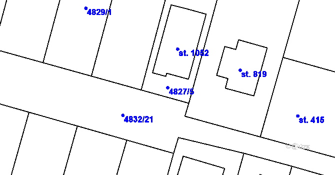 Parcela st. 4827/5 v KÚ Mohelno, Katastrální mapa