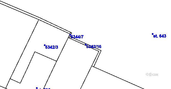 Parcela st. 5342/16 v KÚ Mohelno, Katastrální mapa