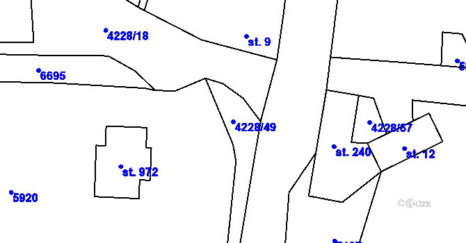 Parcela st. 4228/49 v KÚ Mohelno, Katastrální mapa