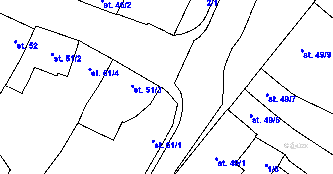 Parcela st. 2/2 v KÚ Mohelno, Katastrální mapa