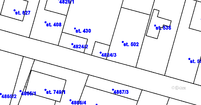 Parcela st. 4824/3 v KÚ Mohelno, Katastrální mapa