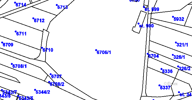 Parcela st. 6706/1 v KÚ Mohelno, Katastrální mapa