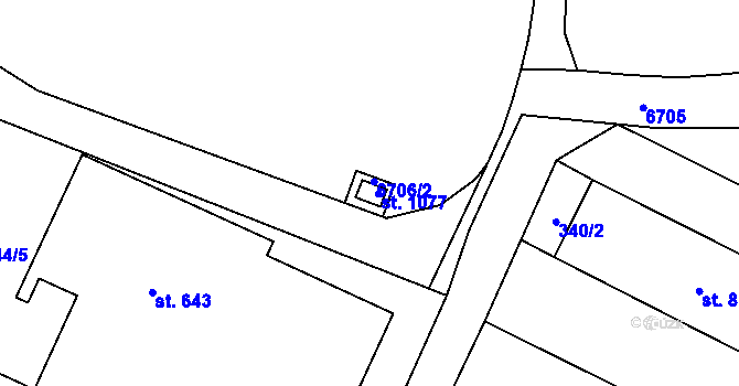 Parcela st. 6706/2 v KÚ Mohelno, Katastrální mapa