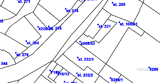 Parcela st. 4228/53 v KÚ Mohelno, Katastrální mapa