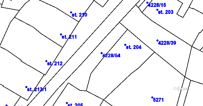 Parcela st. 4228/54 v KÚ Mohelno, Katastrální mapa