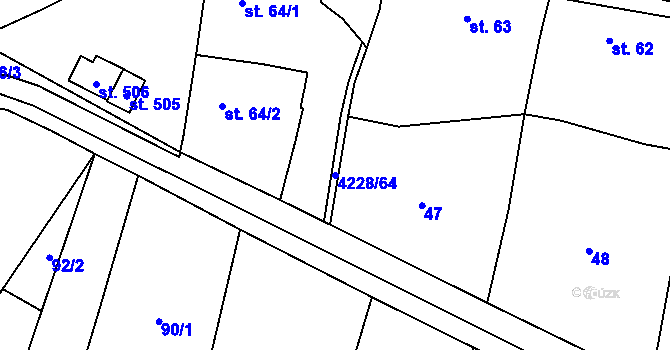 Parcela st. 4228/64 v KÚ Mohelno, Katastrální mapa