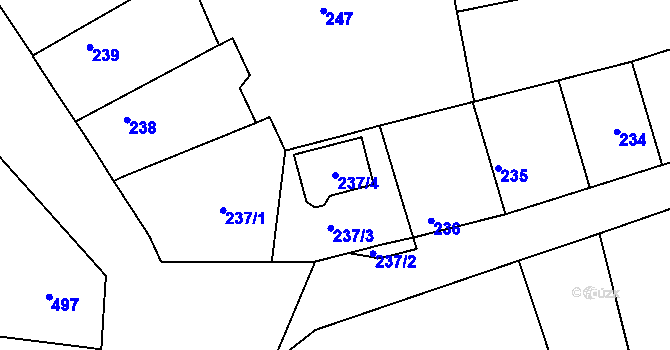 Parcela st. 237/4 v KÚ Mochov, Katastrální mapa