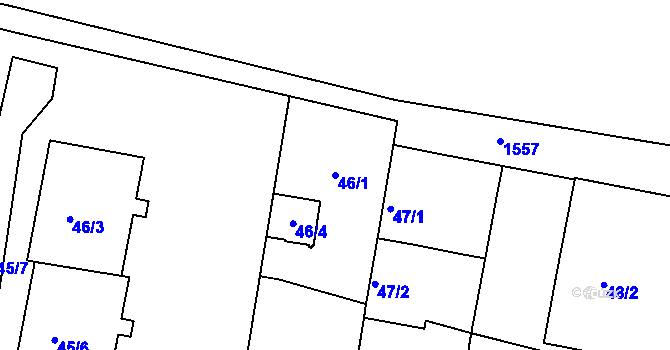 Parcela st. 46/1 v KÚ Mochov, Katastrální mapa