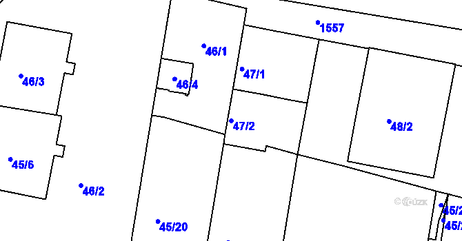 Parcela st. 47/2 v KÚ Mochov, Katastrální mapa