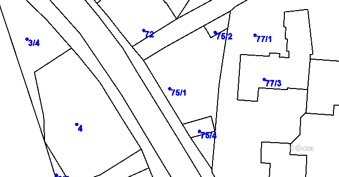 Parcela st. 75/1 v KÚ Mochov, Katastrální mapa