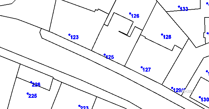 Parcela st. 125 v KÚ Mochov, Katastrální mapa