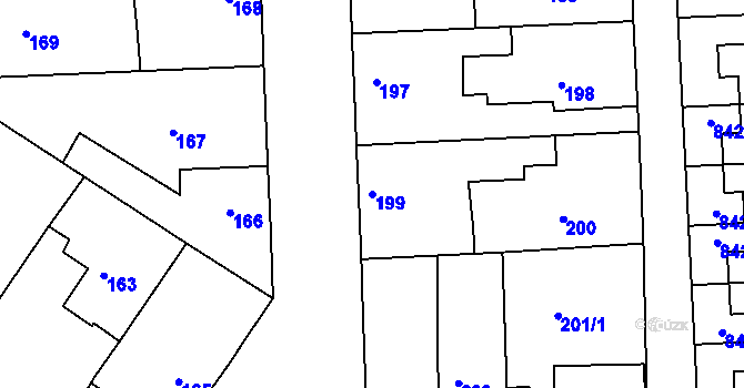 Parcela st. 199 v KÚ Mochov, Katastrální mapa