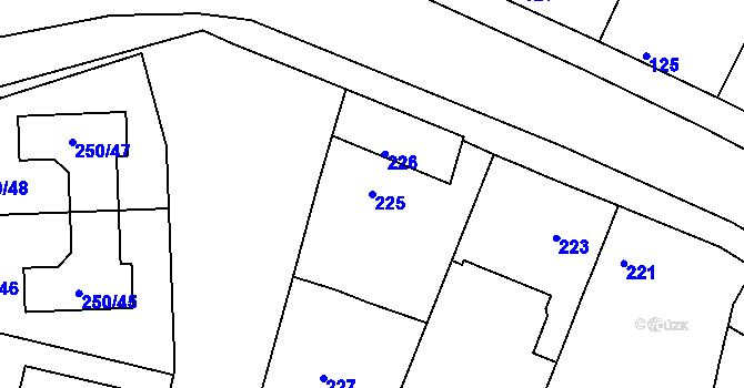 Parcela st. 225 v KÚ Mochov, Katastrální mapa