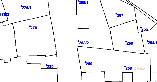 Parcela st. 268/2 v KÚ Mochov, Katastrální mapa