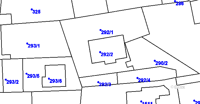 Parcela st. 292/2 v KÚ Mochov, Katastrální mapa