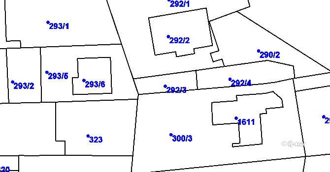 Parcela st. 292/3 v KÚ Mochov, Katastrální mapa