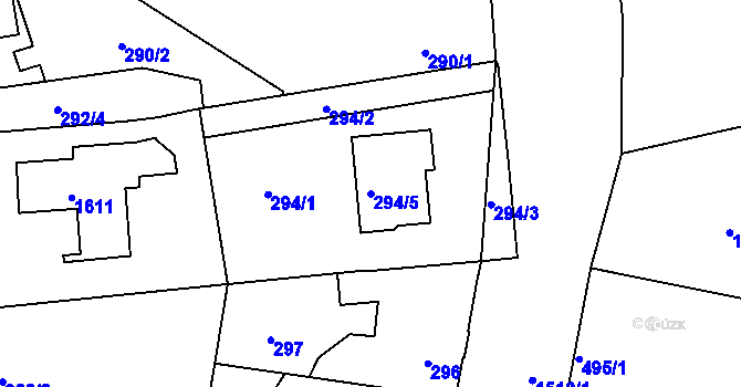 Parcela st. 294/5 v KÚ Mochov, Katastrální mapa