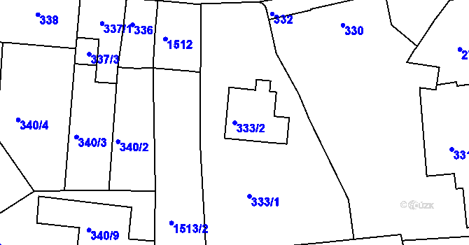 Parcela st. 333/2 v KÚ Mochov, Katastrální mapa