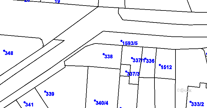 Parcela st. 338 v KÚ Mochov, Katastrální mapa