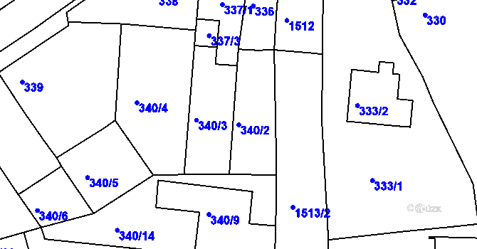 Parcela st. 340/2 v KÚ Mochov, Katastrální mapa