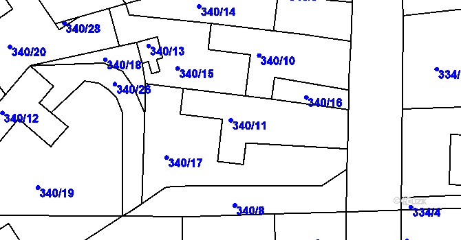 Parcela st. 340/11 v KÚ Mochov, Katastrální mapa