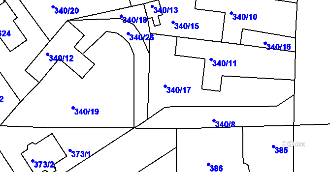 Parcela st. 340/17 v KÚ Mochov, Katastrální mapa