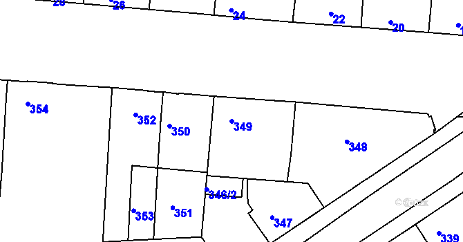 Parcela st. 349 v KÚ Mochov, Katastrální mapa