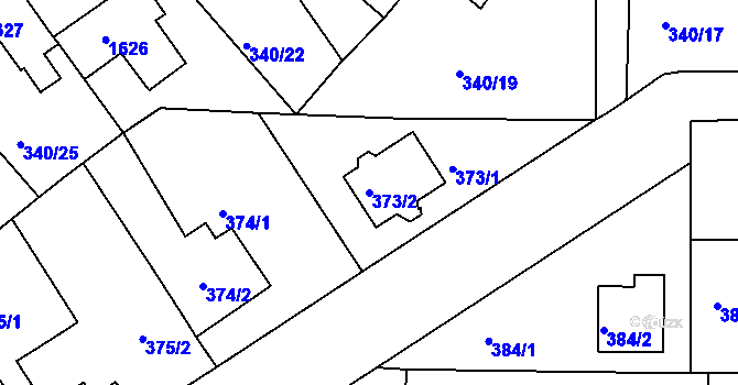 Parcela st. 373/2 v KÚ Mochov, Katastrální mapa
