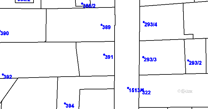 Parcela st. 391 v KÚ Mochov, Katastrální mapa