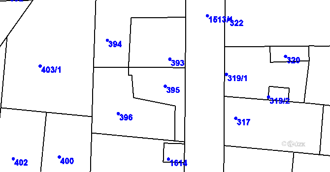 Parcela st. 395 v KÚ Mochov, Katastrální mapa