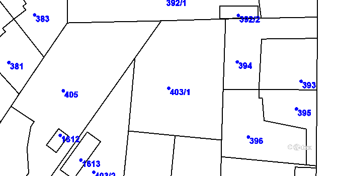 Parcela st. 403/1 v KÚ Mochov, Katastrální mapa