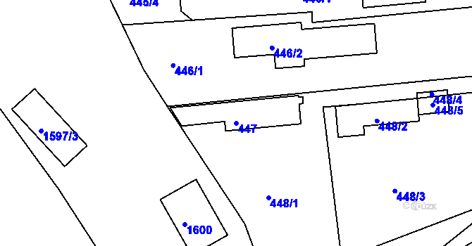 Parcela st. 447 v KÚ Mochov, Katastrální mapa