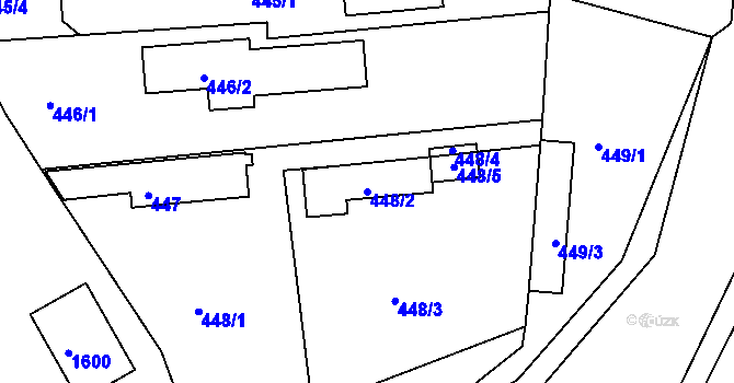 Parcela st. 448/2 v KÚ Mochov, Katastrální mapa