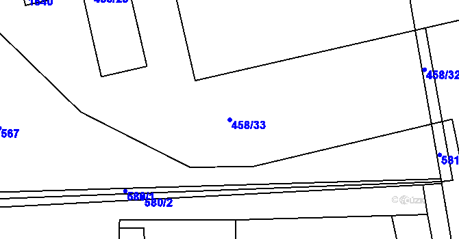 Parcela st. 458/33 v KÚ Mochov, Katastrální mapa