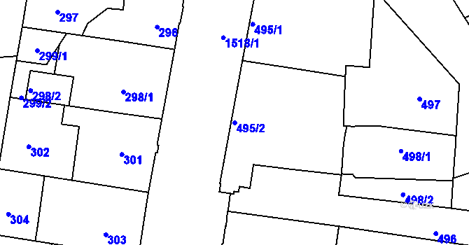 Parcela st. 495/2 v KÚ Mochov, Katastrální mapa