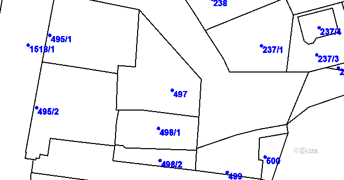 Parcela st. 497 v KÚ Mochov, Katastrální mapa