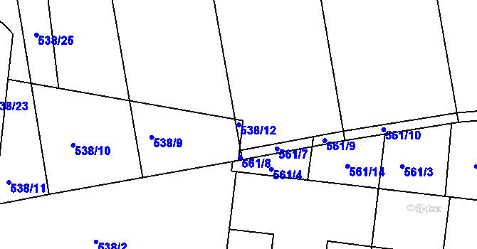 Parcela st. 538/12 v KÚ Mochov, Katastrální mapa