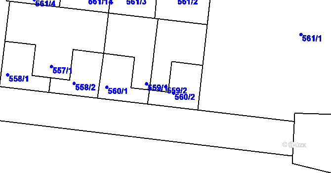 Parcela st. 559/2 v KÚ Mochov, Katastrální mapa