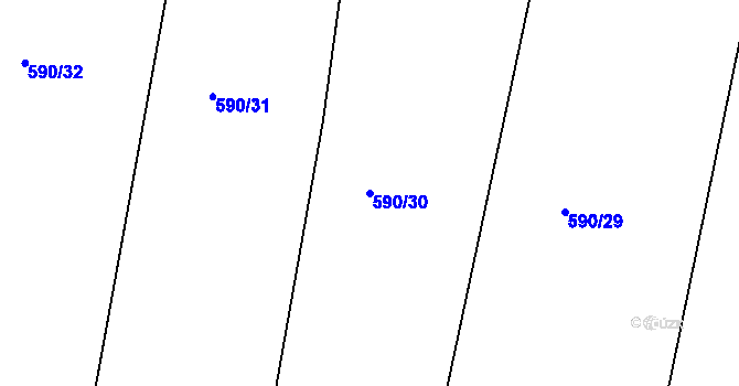 Parcela st. 590/30 v KÚ Mochov, Katastrální mapa