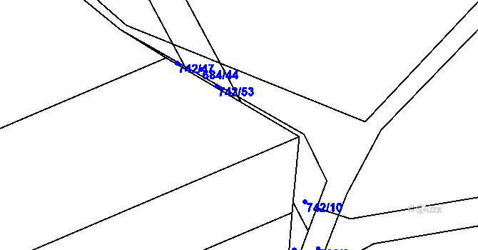Parcela st. 742/9 v KÚ Mochov, Katastrální mapa