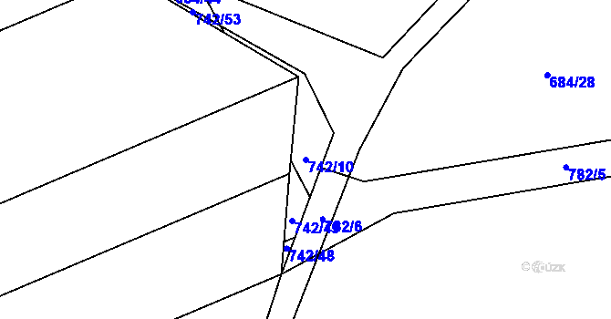 Parcela st. 742/10 v KÚ Mochov, Katastrální mapa
