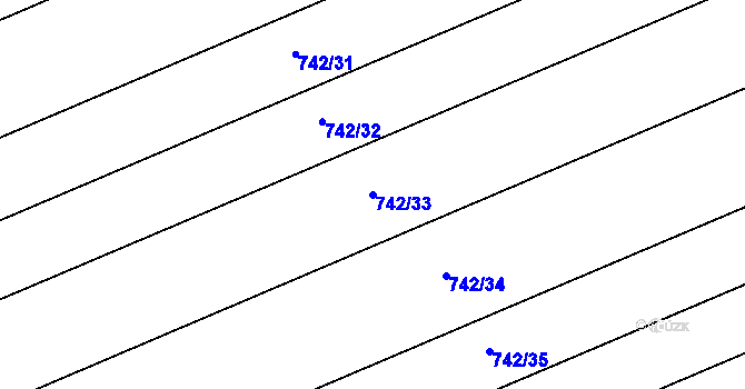 Parcela st. 742/33 v KÚ Mochov, Katastrální mapa