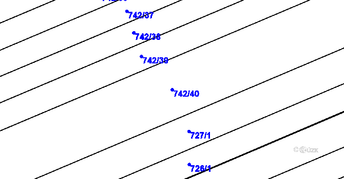 Parcela st. 742/40 v KÚ Mochov, Katastrální mapa