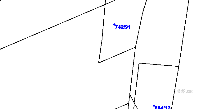 Parcela st. 742/58 v KÚ Mochov, Katastrální mapa